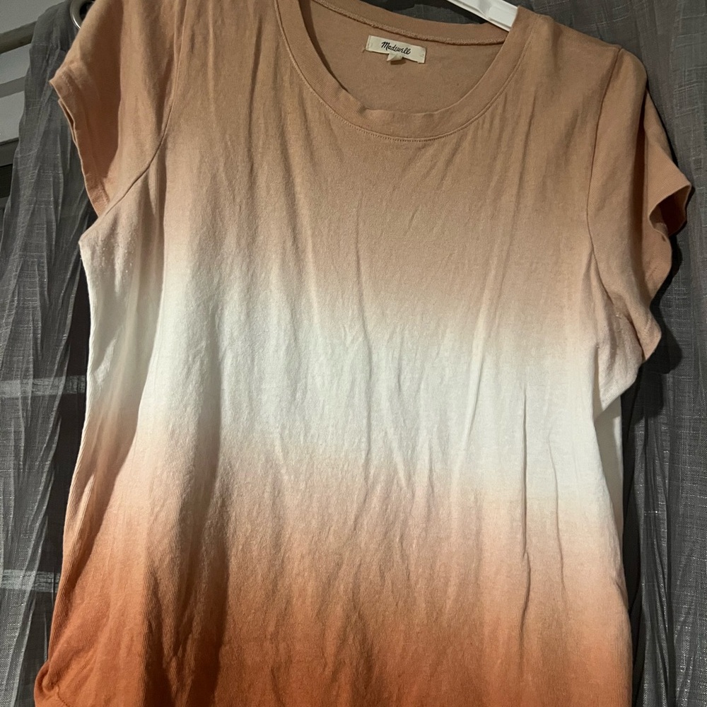 Madewell Ombre Peach and Cream Short Sleeve Tee